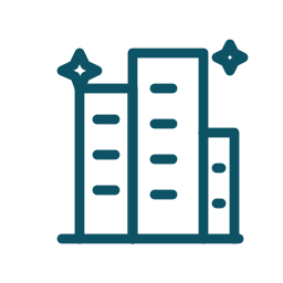 Dubai skyline icon in teal