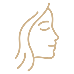 Minimal facial treatment icon with a calm face outline