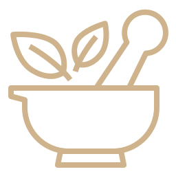 Herbal bowl and mortar wellness icon