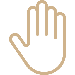 Minimal stop hand icon in gold line art