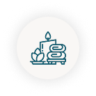 Wellbeings spa treatment icon with towels and candle